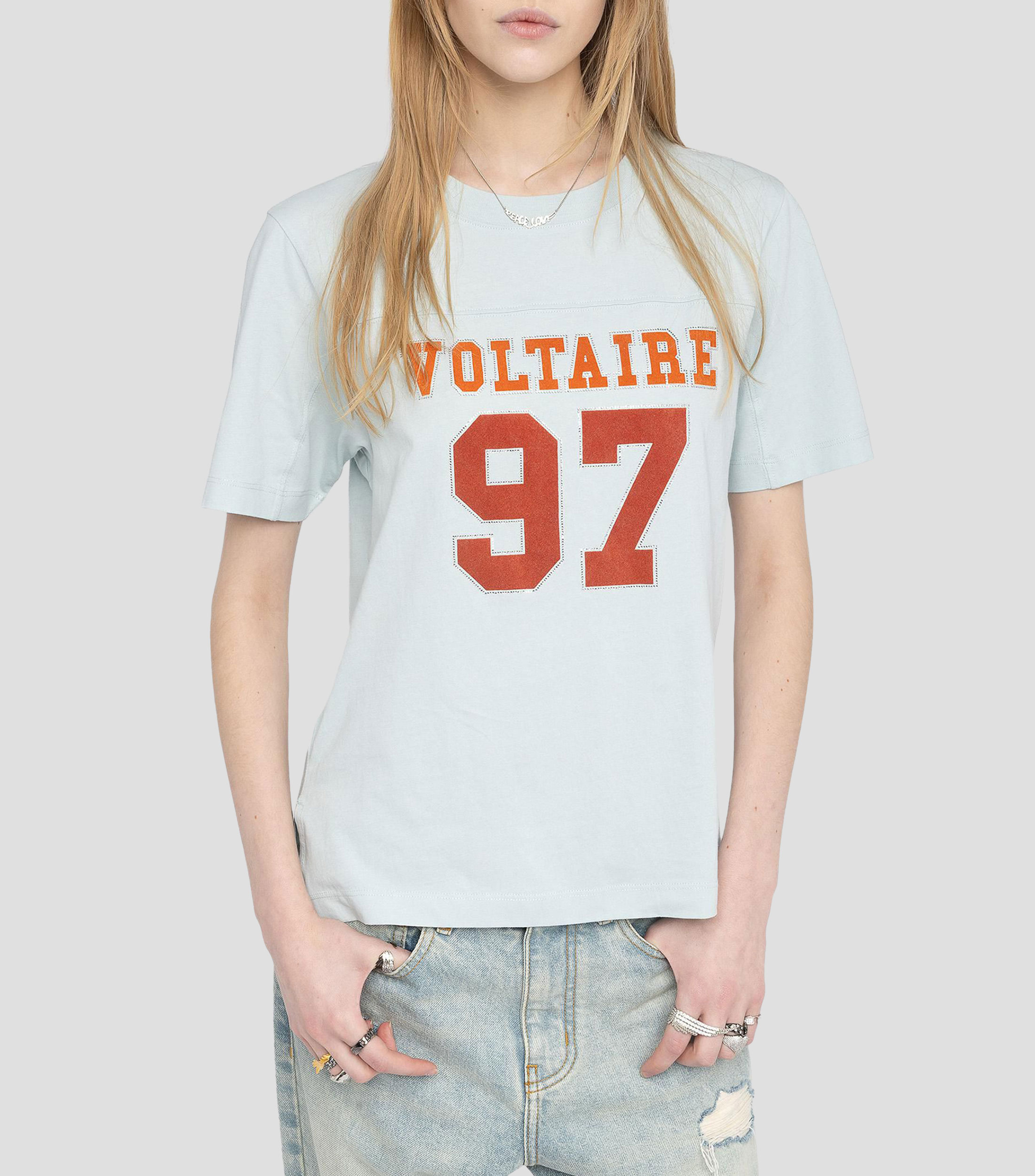 Playera cuello redondo manga corta estampada Mujer